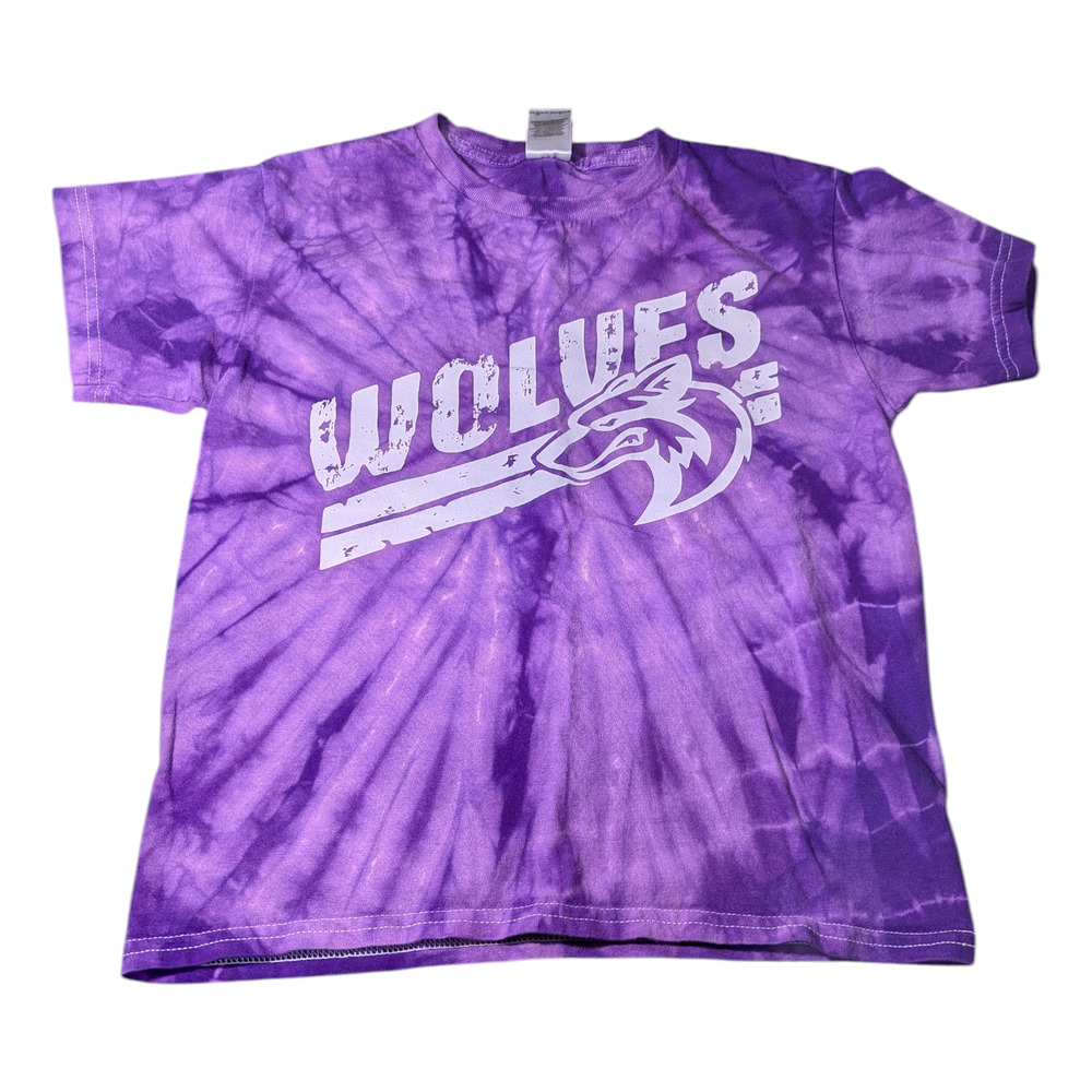 Color Tone Kids T Shirt Size S Purple And White Wolves Distressed Logo Tie Dye